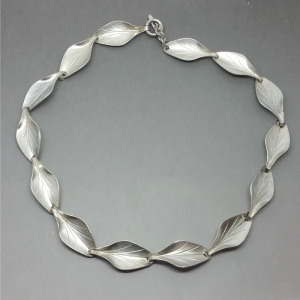 Hermann Siersbol Sterling Silver Leaf Necklace UK